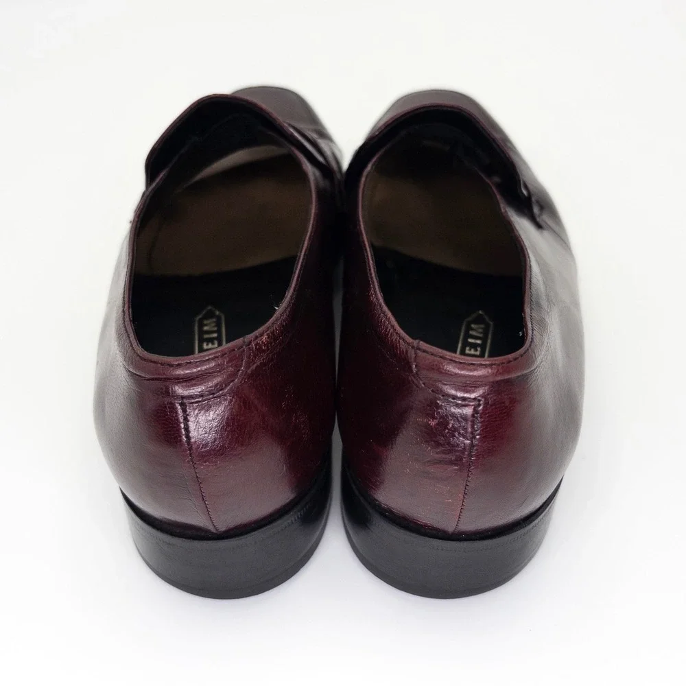 Florsheim Men's Size 8D Loafers Burgundy Leather Braided Dress Shoes USA 33472